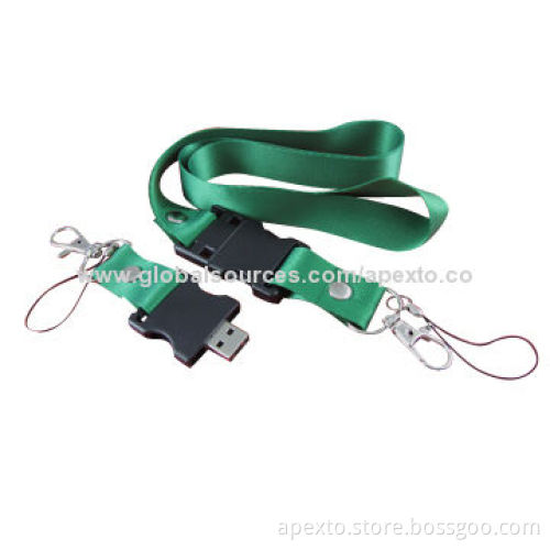 Advertising Lanyard USB Flash Drives, 1/2/4GB with Personalized Color and Customized Logo